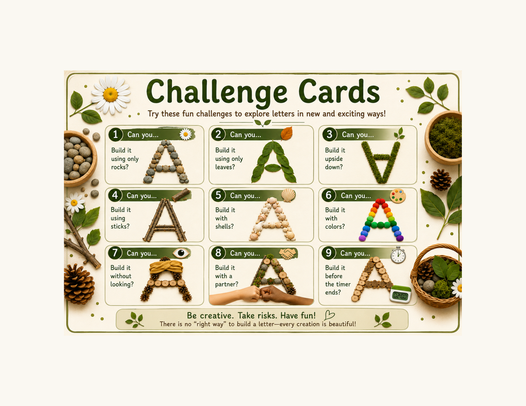 Nature Path Uppercase Alphabet Loose Parts Mats | Printable Literacy Activity