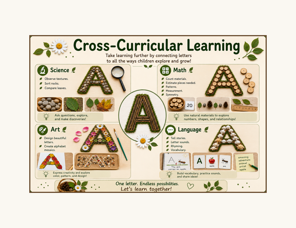 Nature Path Uppercase Alphabet Loose Parts Mats | Printable Literacy Activity